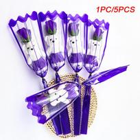 1/5/8pcs Single Stem Artificial Rose Teddy Bear Scented Flower Soap Roses Romantic Little Bear Single Rose Cartoon 1pc blue