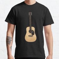 Men Fashion Casual Short Sleeves Acoustic Guitar Black Tees Classic Oversized T-shirts S juoda