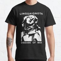 Men Fashion Casual Short Sleeves Lingua Ignota Disease of Men Black Tees Oversized T-shirts S juoda