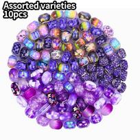 10/30/50 pieces of resin purple series large hole bead European craft bead mixed spacer bead, European large hole bead DIY jewelry making supplies 10pcs