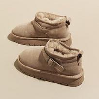 Thick Soled Snow Boots for Women Winter Fur Integrated Warm Cotton Shoes with Anti Slip and Plush Short Boots 41 ruda