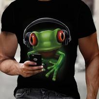 Funny 3d Print Tree Frog Graphic Mens T-shirt Short Sleeve Tees Top Summer Primitive Forest Animal Tshirt Print Casual Men's Clothing S