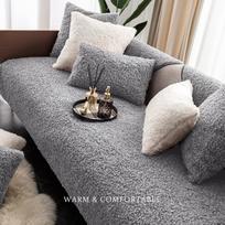 Nordic Teddy Plush Sofa Cushion Winter Warm Sofa Cover Towel For Living Roon Decoration Carpet Blanket Non-slip Couch Cover 70X70 gray