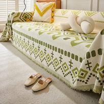 Non-slip Anti-wrinkle Double-sided Sofa Cover Chenille Fabric Dust Cover Bohemian Jacquard Pastoral Blanket for Bed Couch Chair 180X90CM