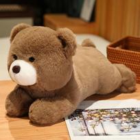 Pliušiniai žaislai Minkštas naujas ir Kawaii meškinas, gulintis pozos, pliušinis žaislas Kambario dekoracija Patogi gimtadienio dovana vaikui 26cm beige