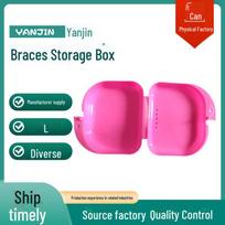 Nešiojamas kelių spalvų laikiklis ir dantų protezų dėžutė su ventiliacijos angomis Braces Box pink