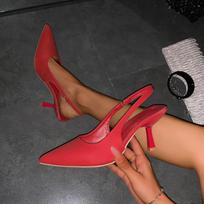 2024 m. Madingi Moteriški Batai Slingback'ai Moteriški Aukštakulniai Elegantiški Suknelės Sandalai Moteriški Smailianosiai Įslystami Plonais Kulniukais Moteriški Siurbliai 42 raudona