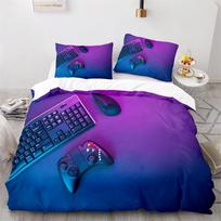 Colorful Gamepad Duvet Cover Game Handle for Children Boys Playroom Polyester Theme of Science and Technology Bedroom Decoration 135x200cm 2pcs purple