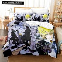 3D Print Anime Pandora Hearts Bedding Set,Duvet Cover Bed Set Quilt Cover Pillowcase,King Queen Twin Size Boys Girls Adults EU single(135x200cm) gray