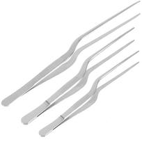 3 vnt. pincetai nerūdijančio plieno maisto gaminimui virtuvės reikmenys metaliniai žuvies kaulų pašalinimo įrankiai sidabrinis lenktas galiukas 20X1.5X1CM sidabras