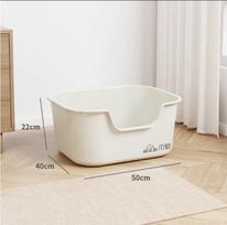 Spacious Thickened Semi-Enclosed Cat Litter Box Single Pack white
