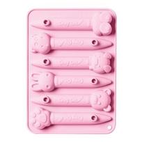 6 Cavity Cake Mold Non Stick Food Grade Reusable DIY Silicone Cartoon Animal Theme Crayon Shape Baking Stencil Kitchen Tool rožinė