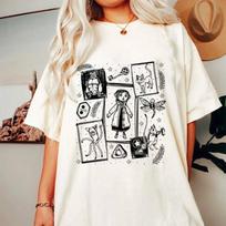 Retro Coraline Movie Coraline Doll Dreams Print Retro Style Street Short Sleeve Fashion O-Neck Versatile Street Top Loose T-Shirts Women’s S
