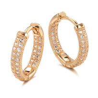 Zircon Full Pave Round Hoop Earrings For Women Rose Gold Color ARI