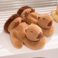 Cute Capybara Plush Mittens - Warm Winter Gloves for Girls Capybara 23cm ruda