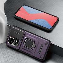 KEYSION Shockproof Case for Huawei nova 13 Pro Slide Camera Lens Protection Ring Stand Phone Back Cover for Huawei nova13 13 Pro for Huawei nova 13 violetinė