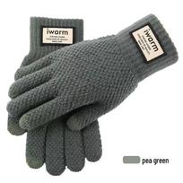 Unisex Šiltos vilnonės megztos pirštinės su lietimui jautriu ekranu ir pilnų pirštų žakardo raštu Men's Standard gray