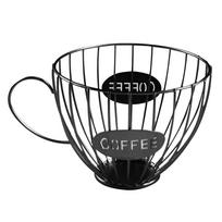 Coffee Capsule Basket Vintage Coffee Pod Storage Shelves Rack Multifunction Durable Espresso Pod Holder Hollow Coffee Accessory black