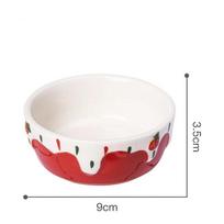 Hamster Food Bowl Rabbit Feeder Water Bowl Ceramic Small Animal Dishes Pottery Pet Dish Guinea Pig Feeder Bowl Supplies raudona
