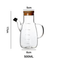 Skaidraus stiklo aliejaus butelis su dangteliu rankena skale karščiui atsparus 500/800ml sojos acto padažas aplinkos apsauga konteineris
