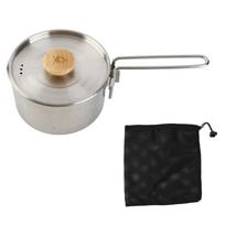 1L Camping Tea Pot Stainless Steel Portable Camping Kettles with Lid and Removable Handle for L gray