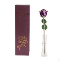 24K Gold?Plated Rose Flower for Birthday Valentine s Day Decorations Ornaments with Base black