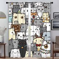 Cute Illustration Window Curtain for Room 2 Panel Home Interior Curtains 2 Pieces Shades Tulle for Bedroom Halloween Decoration W50xH70cmx2pcs-CL
