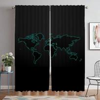 World Map Curtains for Living Room Curtain for Room 2 Panel Home Interior Curtains Partition Halloween Decoration Shades Kitchen W50xH70cmx2pcs-CL