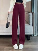 Thicke Loose High Waist Wide Leg Pants Winter Warm Solid Elegant Straight Pantalones Trousers Office Lady Casual Sweatpants New S raudona