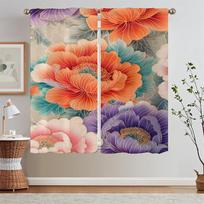 Butterflies and Flowers Blinds Kitchen Curtains 2 Pieces Window Sheer Curtains for Living Room Bedroom Decoration Partition the W50xH70cmx2pcs-CL