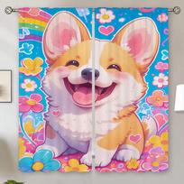 Corgi Shower Curtain for Quarto Curtains in the Living Room Decoration Home and Decoration Blackout Bedroom Curtains 100% Blind W50xH70cmx2pcs-CL pink