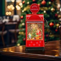 Christmas Lantern Lamp Hanging Night Glittering Music Box Holiday Figurine for Santa Kids