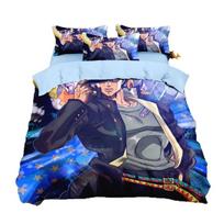 Anime JoJo Bizarre Bedding Set,Adventure Jotaro Kujo Bedding Set,JoJo Duvet Cover Pillowcase Bed Boys Adult EU single(135x200cm) gray