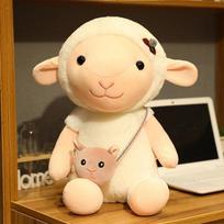 Backpack Sheep Doll Plush Toy Lamb Doll Rag Doll Child Sleeping Pillow Soft Girl Bed Doll Pillow Home Bedroom Decoration 35cm