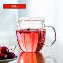 350ML Skaidrus Stiklinis Puodelis Su Rankena Namų Ūkio Kavos Puodelis Mokyklos Svetainės Gėlių Arbatos Puodelis Virtuvės Baro Reikmenys 350ML-550ML red