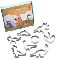 Nerūdijančio plieno sausainių formelės 12 vnt. Kepimo formelės Animacinių dinozaurų formos Torto formelė Vaisių daržovių pjaustymas 8pcs Dinosaur beige