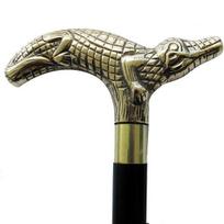 Treasure Gurus Solid Brass Alligator Cane Walking Stick