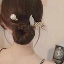 Kasdienis lankelis-volelis plaukų suktukas žuvies uodega perlas tingus plaukų segtukas įrankis moteriškas lankas gėlė magiški šukuosenos aksesuarai dovana