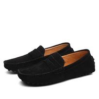 Men Casual Shoes Fashion Men Shoes Handmade Suede Genuine Leather Mens Loafers Moccasins Slip on Men's Flats Male Driving Shoes 49 juoda