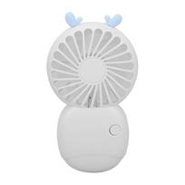 Mini Portable Pocket Fan USB Rechargeable Handheld Fan Speed Adjustable Small Desk Cartoon White white
