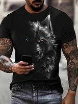 Vyriški marškinėliai Vilkas 3D spaudinys Laisvalaikio Gatvės stiliaus Mados Trumpomis rankovėmis Megztinis Vasaros Lauko sporto Viršutinė dalis T-shirt Per dydžio drabužiai 5XL black