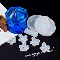 Epoxy Carousel Resin Mold Table Ornament Swing Table Pendant DIY Silicone Mold Home Decor Gifts for Family Kids Girls UNITED KINGDOM blue
