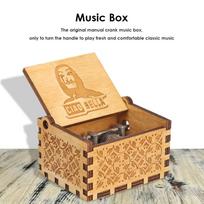 Retro raižyta medinė muzikinė dėžutė, kūrybinga šauni rankomis sukama muzikinė dėžutė, medinė rankomis sukama muzikinė dėžutė, Helovino, Kalėdų dovanos CHINA beige