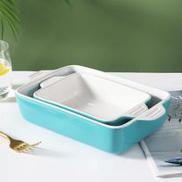 Ceramic baking tray two-ear baked rice roast oven Microwave special plate Dish Dish Home Korean ramen bowl A set of two pieces white