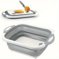 PE Collapsible Prep Board,Multi-Functional Foldable Kitchen Dish Tub for Camping, Picnic, BBQ Food Prep,Washing Draining Basket for Fruits Vegetables