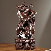 Chinese Original Black Sandalwood Carving, Statue of Heavenly Master Zhong Kui, Decoration, Home and Living Room Crafts 20CM