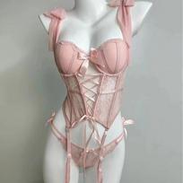 Sexy Underwear, Sexy Steel Rims Chest Pads Gather Small Breasts Show Big Perspective Tops One size rožinė