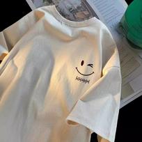 Summer Short-sleeved T-shirt Men's Loose Solid Color Printed Half-sleeved Clothes 3XL balta