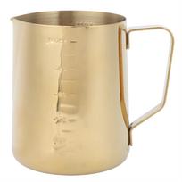 Stainless Steel Coffee Milk Frothing Cup Pitcher Jug with Scale for Home Coffee Latte ArtGold 600ML auksas