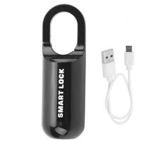 Pirštų atspaudų spyna Apsauga nuo vagystės Saugumas USB įkraunama nykščio atspaudo pakabinama spyna lagaminui(Juoda ) juoda